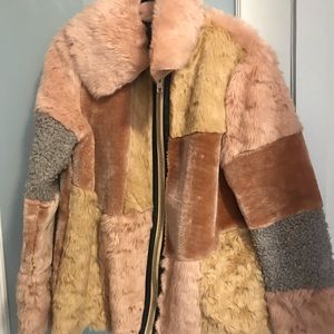 Fur & Embroidered Patch Coat